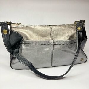 The Sak Silver and Black Metallic Women's Leather Shoulder Bag